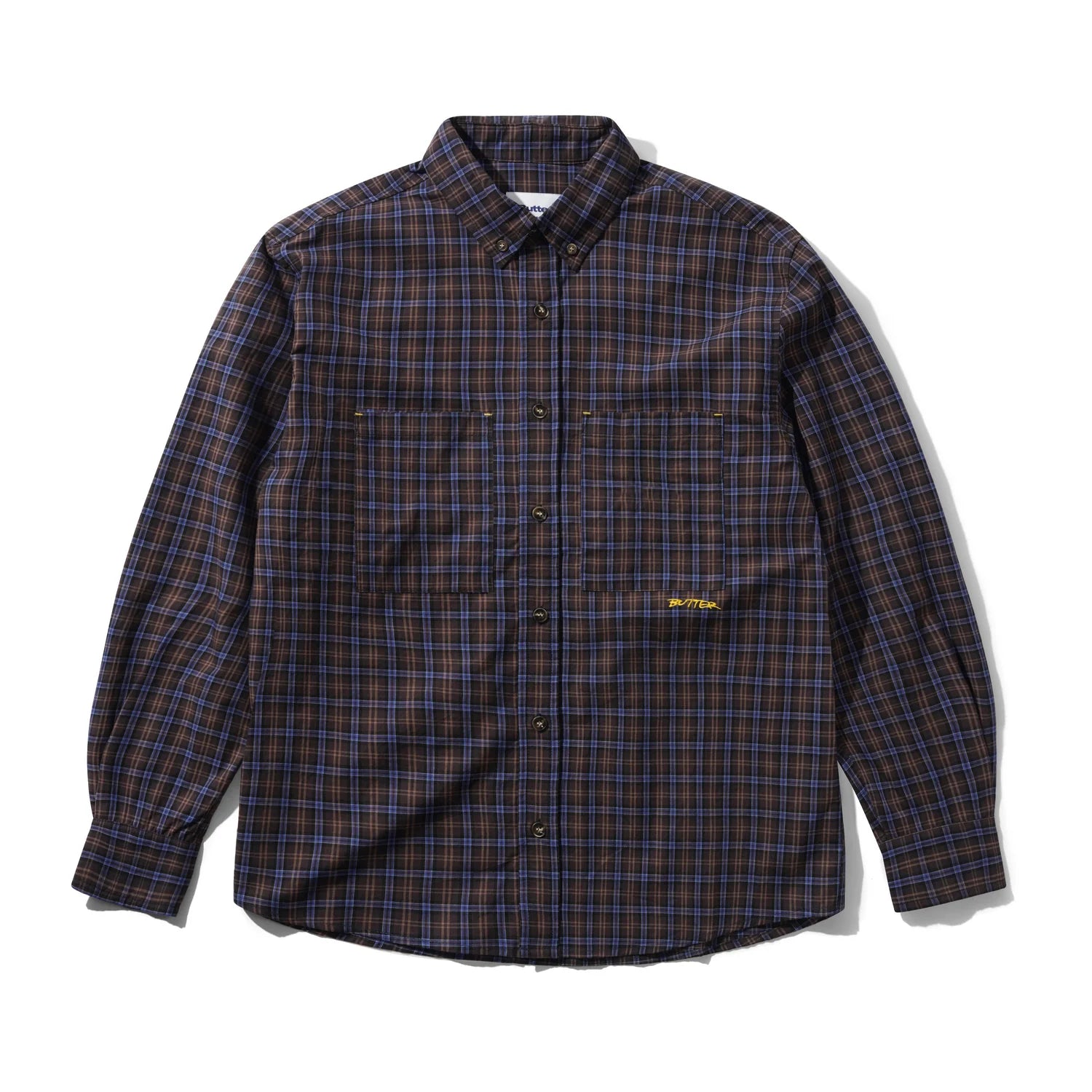 Butter plaid Shirt cobalt/brown XL