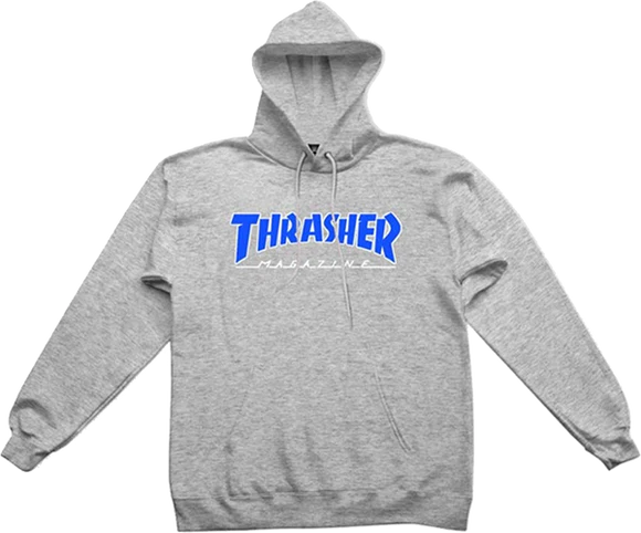 Thrasher Logo Grey Hoodie Large